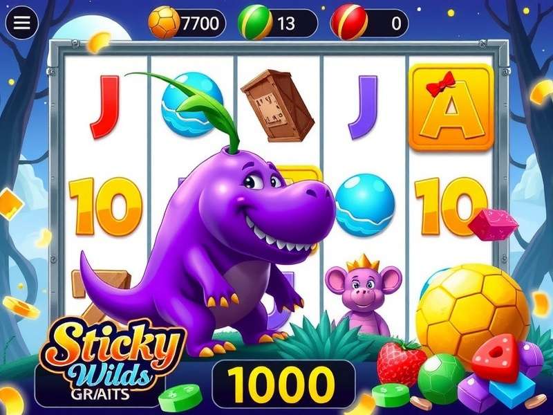 Slot machine with glowing wild symbols lit up on the reels