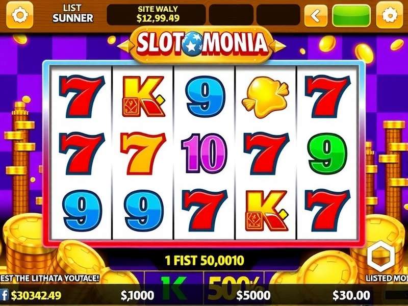 Slotomania game interface on Facebook showing vibrant slot machines